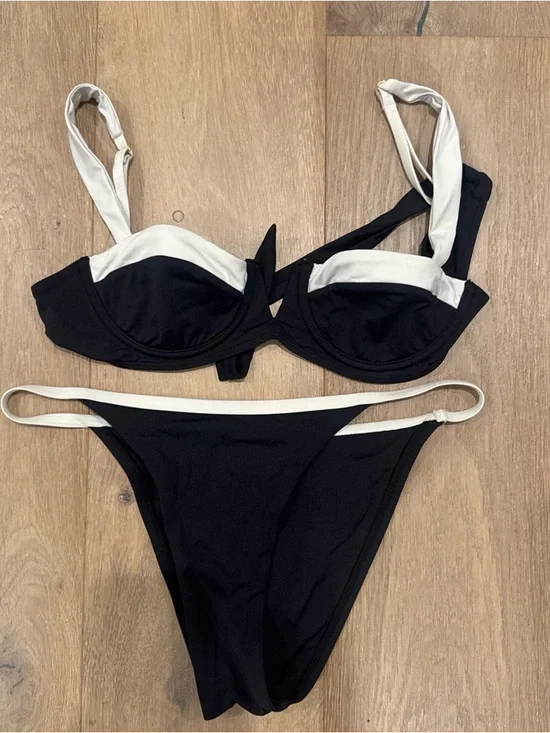 Monday Swimwear Black and White Two-Tone Underwire Bikini - Picture 1 of 4